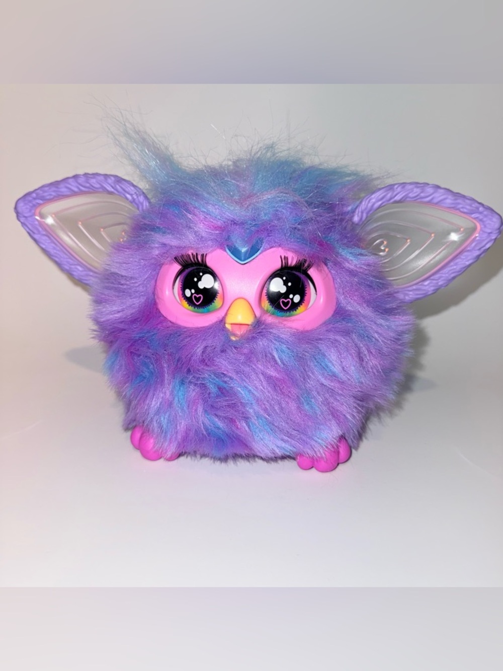 Furby Purple Plush Tie Dye Interactive Toy 2023 Glowing Ears Tested Works